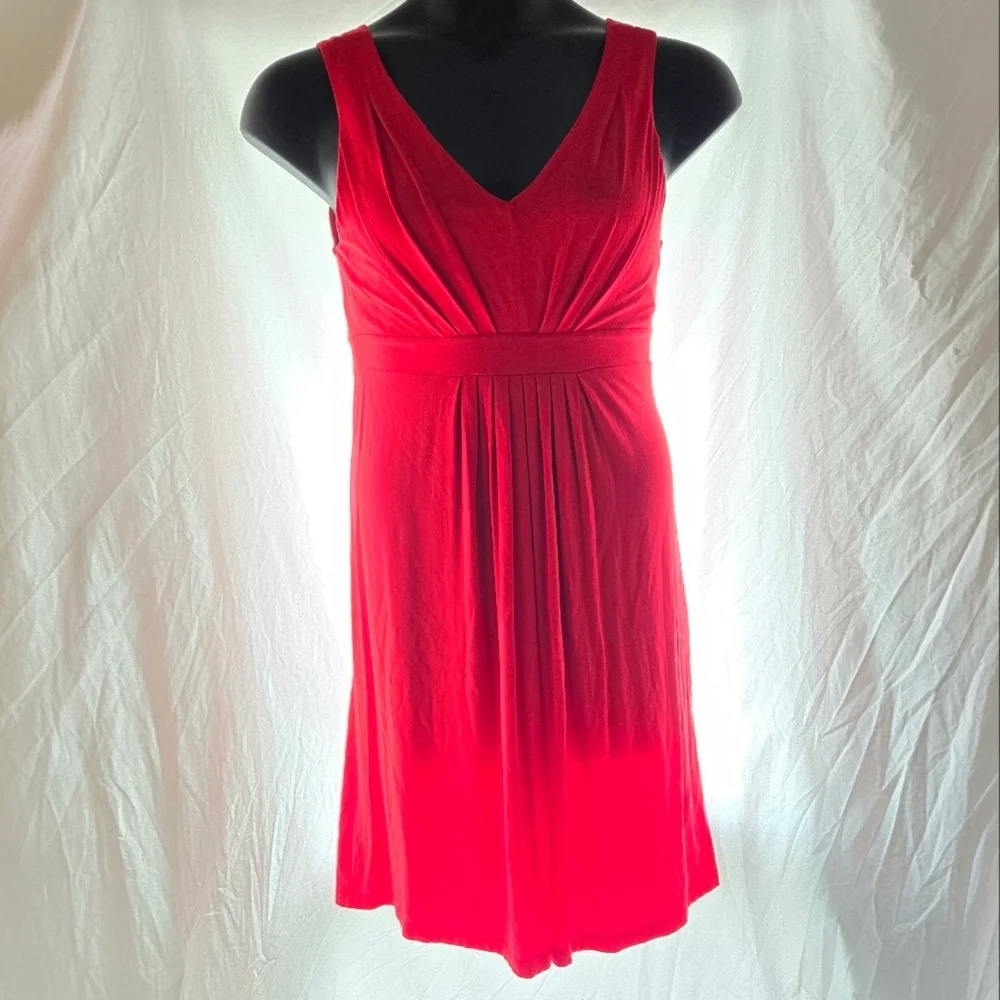 Red Pleated Comfort Dress EUC
